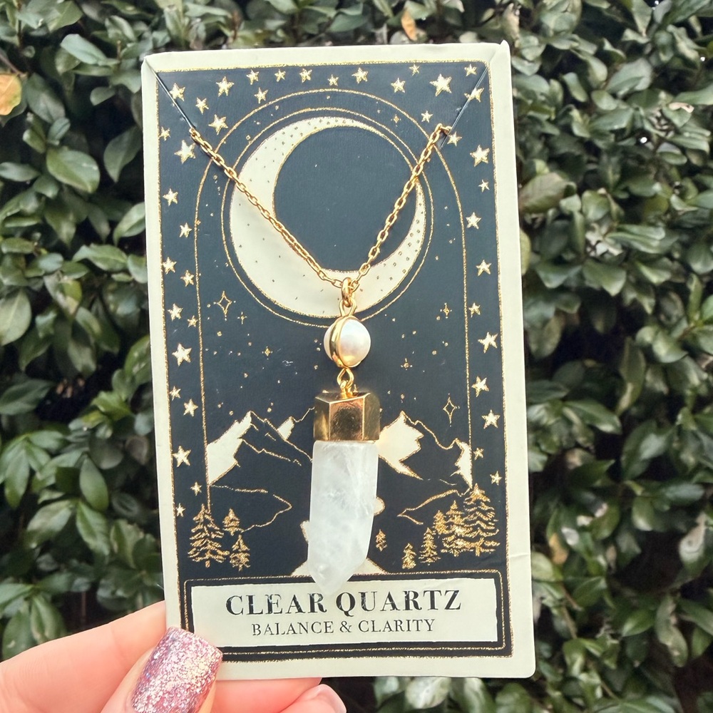 🦋 Clear Quartz Pendant Necklace